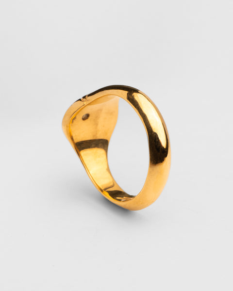 Loyal Signet in 24ct gold plate — rear view showing the rounded band and interior