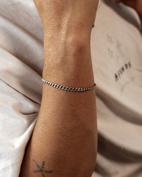 Lou's Cuban in sterling silver — close-up worn alone on the wrist