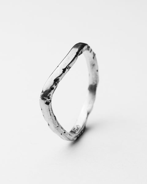 Serene I ring in sterling silver — angled view of the slim organic band