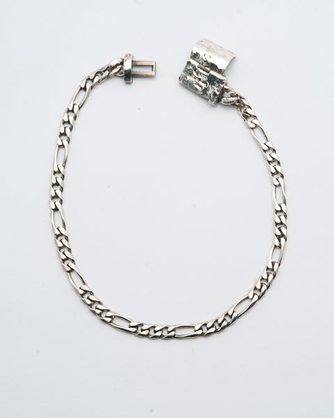Eternal Chain in sterling silver — full view of figaro links and open clasp