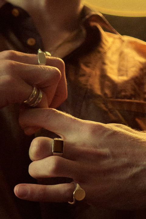 Tiger's Eye Signet — September wearing photograph.