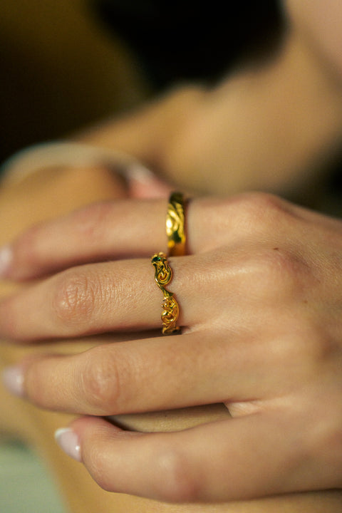 Acanthus Band | GOLD — September wearing photograph.