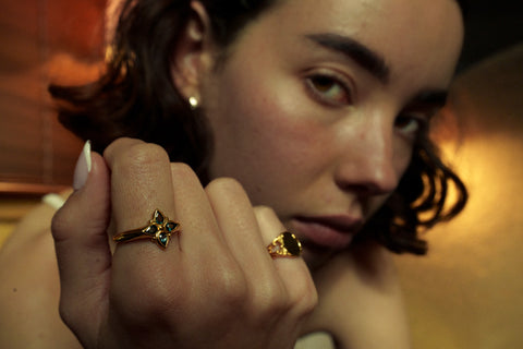 Asterism Ring | GOLD — September wearing photograph.