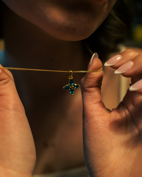 Avant Pendant | GOLD — September wearing photograph.
