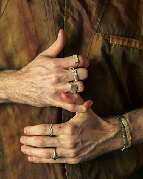 Acanthus Bracelet / Asterism Ring — September wearing photograph.